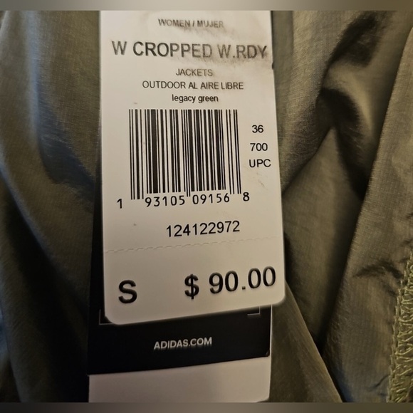 NWOT Adidas “wind rdy” hooded windbreaker legacy green size tagged xs fits small - Picture 16 of 16